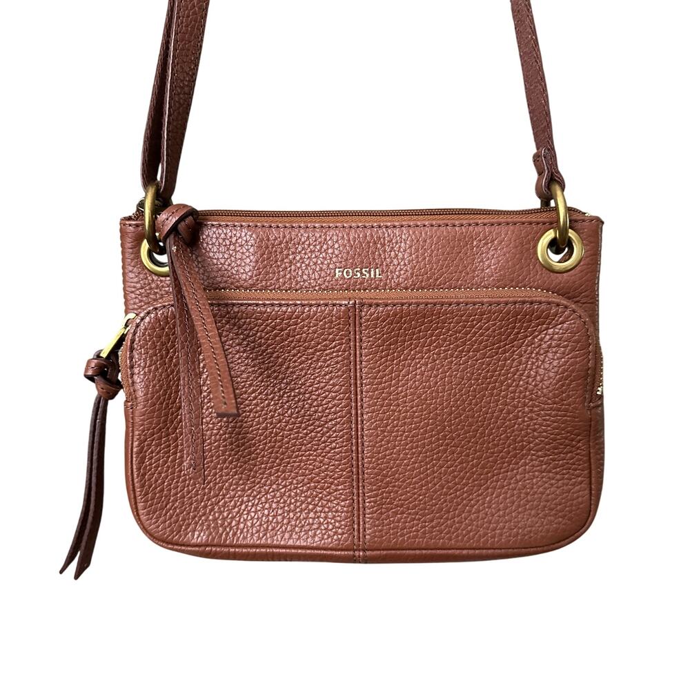 Fossil Karli Crossbody Cognac 100% Leather - Picture 1 of 6